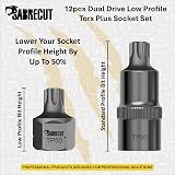 SabreCut 12pcs SCSK002 1/4" 3/8" 1/2" Square Socket & Embout Set Durable - 3