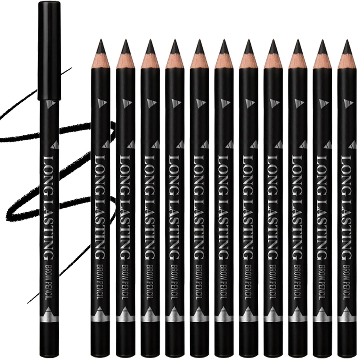 Eyebrow Pencils Set, 12 PCS Black Eyebrow Eyeliner Pencils Set