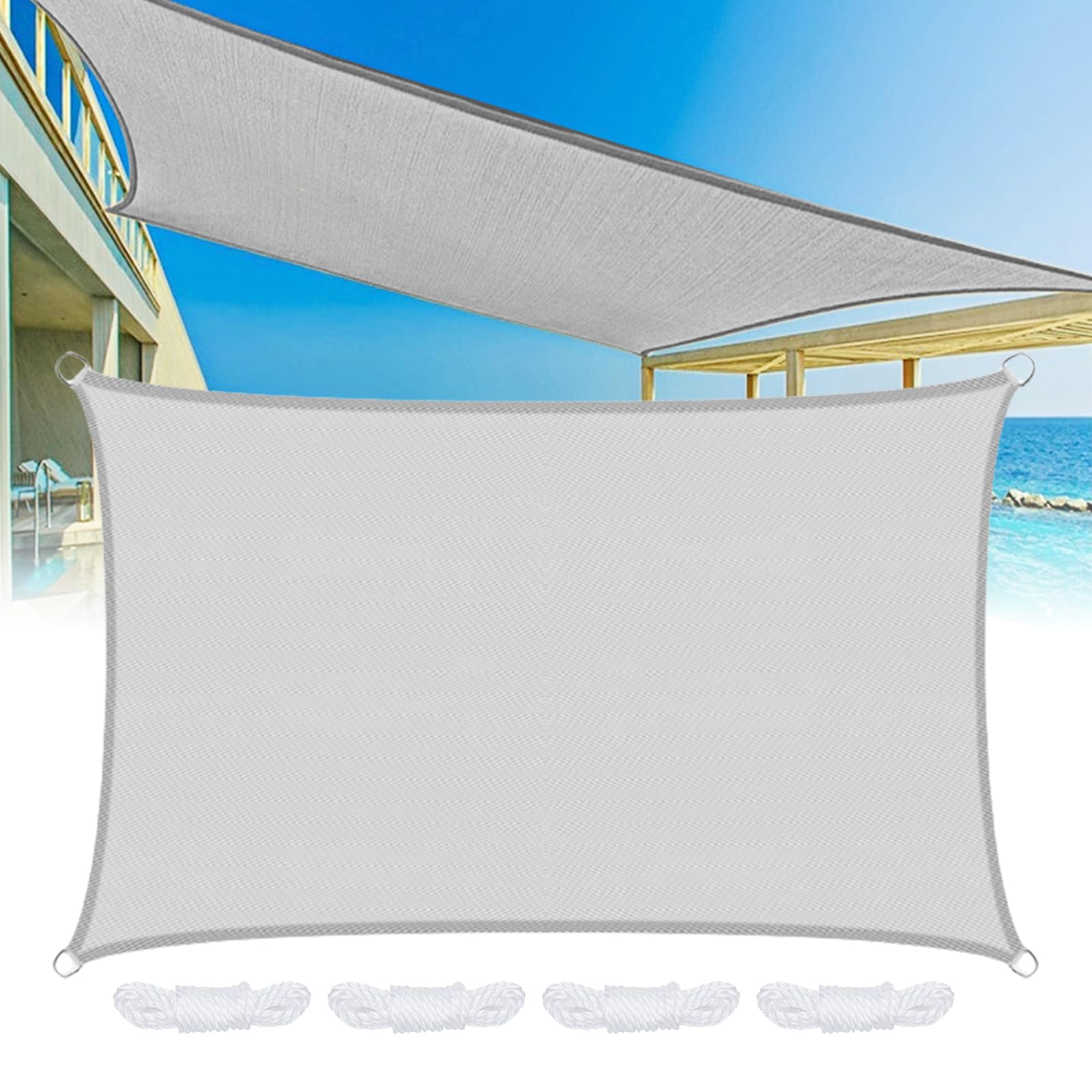 Voile d'ombrage imperméable haut de gamme gris de 3 x 4 m