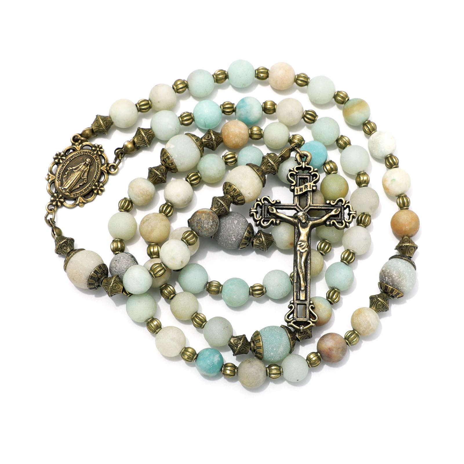 KOMI Catholic Rosary Beads for Women - Holy Prayer Necklace With Crucifix Cross - Communion Rosary Catholic Gifts
