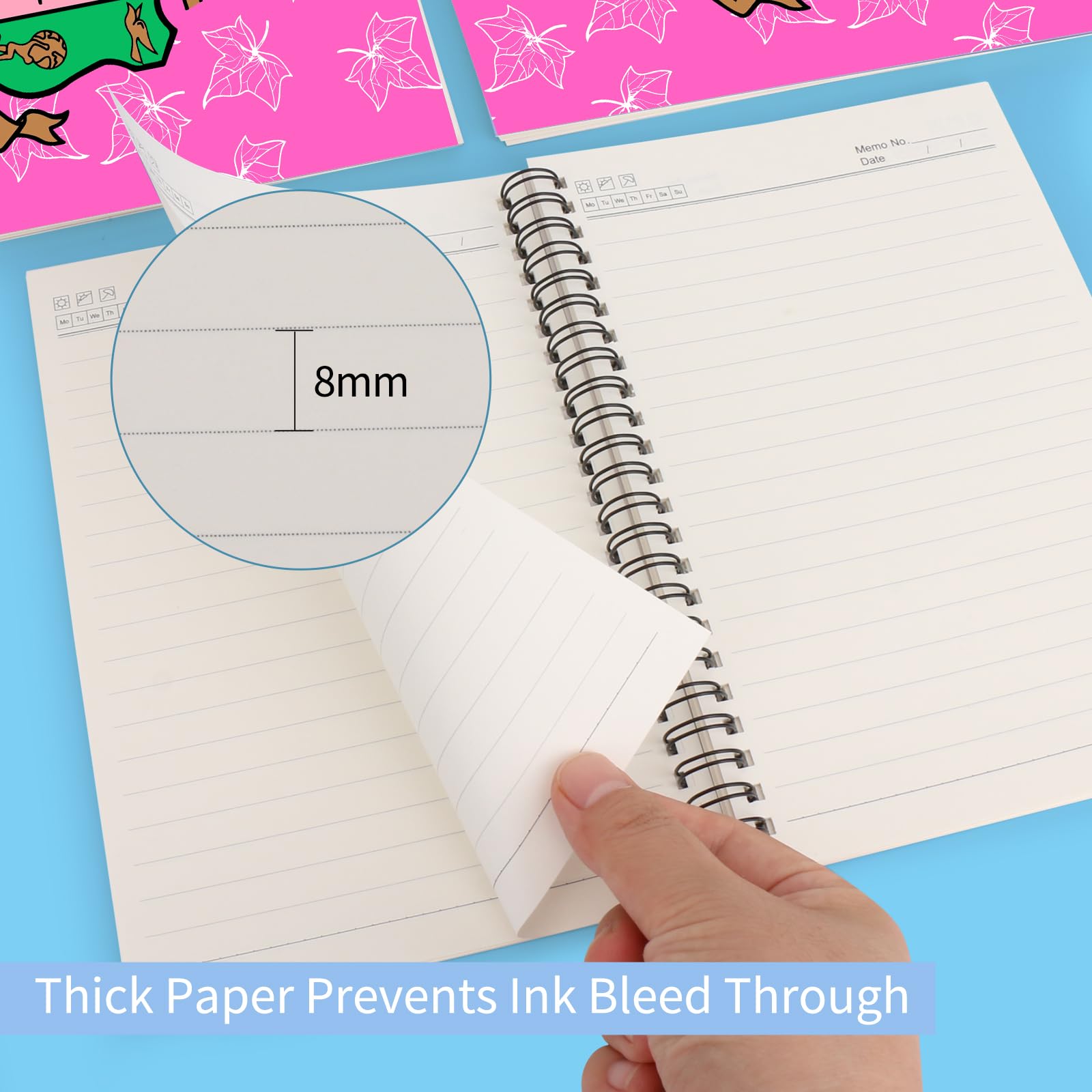 A-K-A Gifts 2pcs Spiral Notebook Sorority Gifts for Women Girl Sisters Inspirational Journal 1908 Pink and Green Sisterhood Writing Notebook (2 Spiral AKA pinklogo)