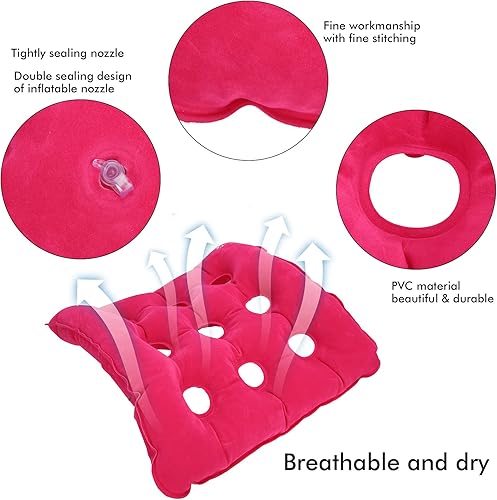 Miniatura 4 de Cojín de asiento inflable, cojín portátil para silla de ruedas antiescaras para alivio de presión de ancianos, cojín de asiento ideal para uso