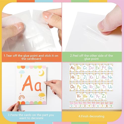 Miniatura 4 de Juego de 36 tablones de anuncios con números del alfabeto bohemio, tarjeta del alfabeto ABC y tarjeta de números del 0 al 9, decoración de pared