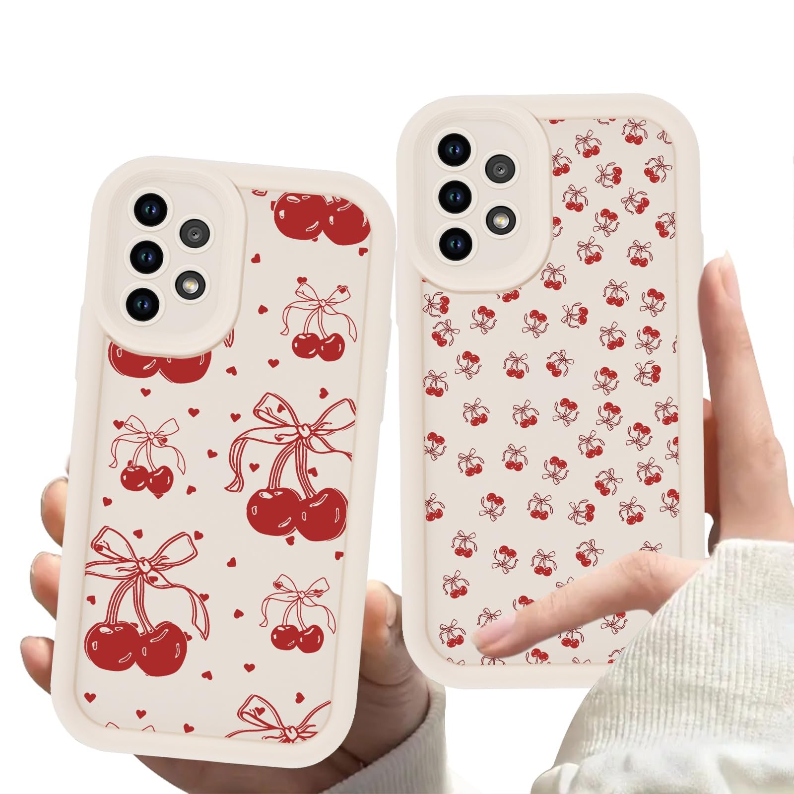 Amazon.com: Zrutru 2 Pack Cherry Phone Case for Samsung Galaxy A23 5G  6.6",Cute Aesthetic Cases Kawaii Bow Design Pattern Cover for Girls  Women,Beige Soft Anti-Scratch Shockproof Protection Funda for Samsung A23 :