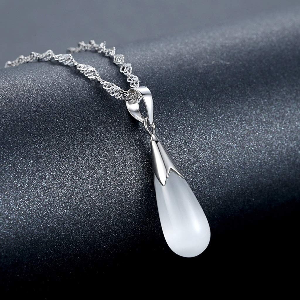 HJMMWT Collana di Elegante Collana con Pendente a Goccia d'Acqua Orecchini con Collana di Opale Accessori per Regalo di Matrimonio per Donna Collana con Pendente a Punto di