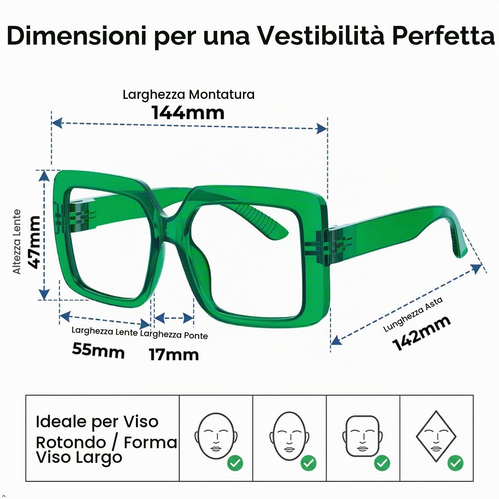 Eyekepper Confezione da 6 occhiali da lettura con filtro luce blu, occhiali da donna, montatura quadrata e lenti grandi, cerniera a molla senza viti e metalli, occhiali UV antiriflesso.