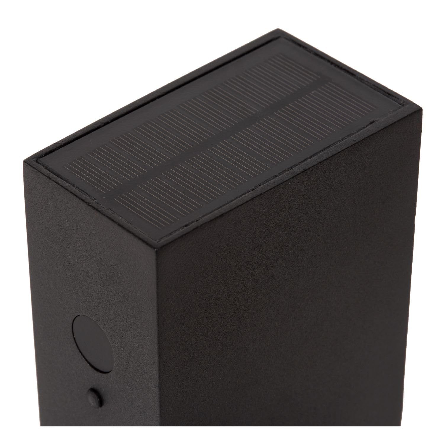 Licht-Erlebnisse LED Solar Wandleuchte mit Bewegungsmelder Außen Aluminium Schwarz IP54 Downlight Modern Balkon Terrasse H:11 cm Außenwandlampe Garten