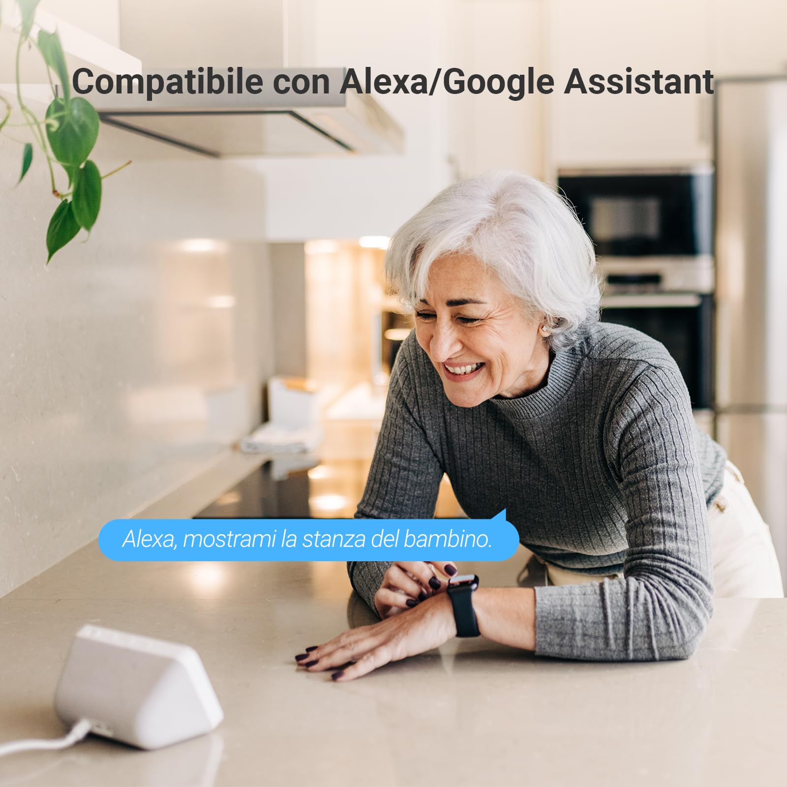 EZVIZ Telecamera WiFi Interno 2K+ 360° con Videochiamata, Rilevamento AI Persone/Animali/Pianto, Monitoraggio Bambini e Anziani, Album Digitale e Altoparlante Bluetooth, WiFi Dual-Band 2,4/5GHz, S10