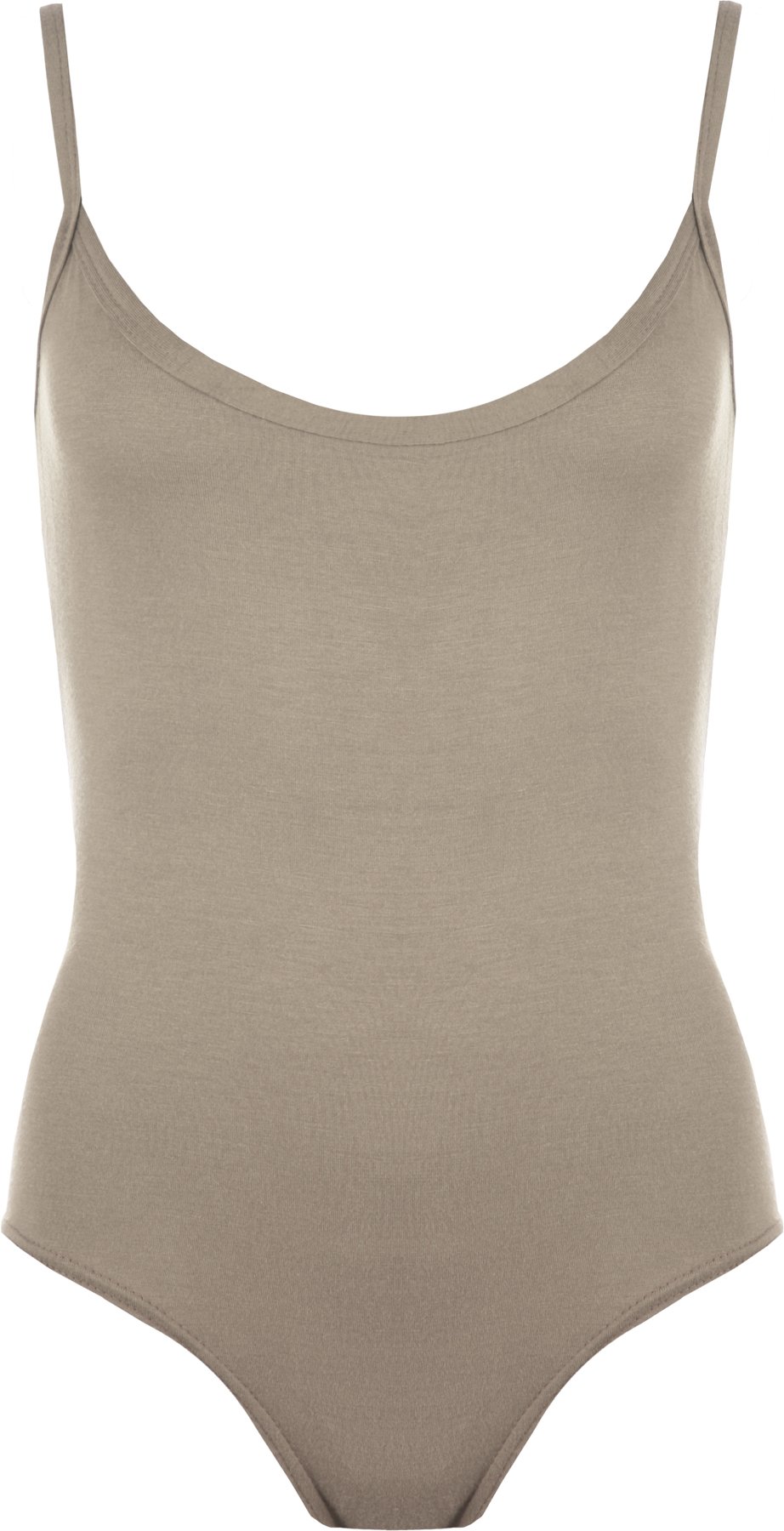 WearAll Womens Strappy Sleeveless Ladies Camisole Vest Bodysuit Leotard Top - Mocha - 8-10