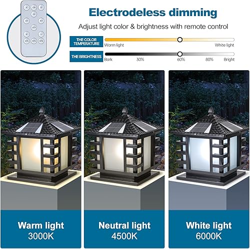 Miniatura 3 de Luces solares LED de columna IP65, impermeables, para exteriores, luces de poste para exteriores, tapa de patio, luces de pilar de aluminio con