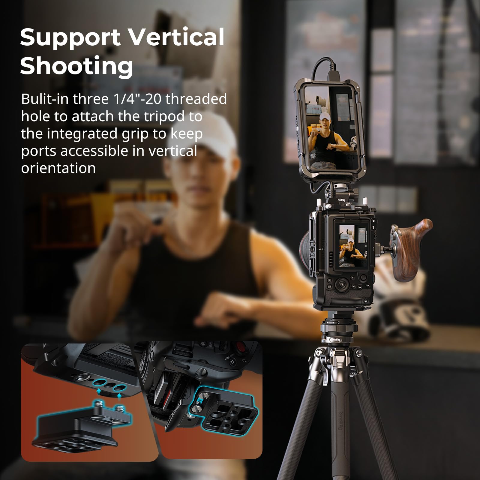 SMALLRIG Cage per Canon C50 con morsetto per cavo HDMI, supporto per fotocamera C50, incluso attacco a slitta, presa QD, piastra per Arca e guida NATO, compatibile con impugnatura XLR originale - 5656