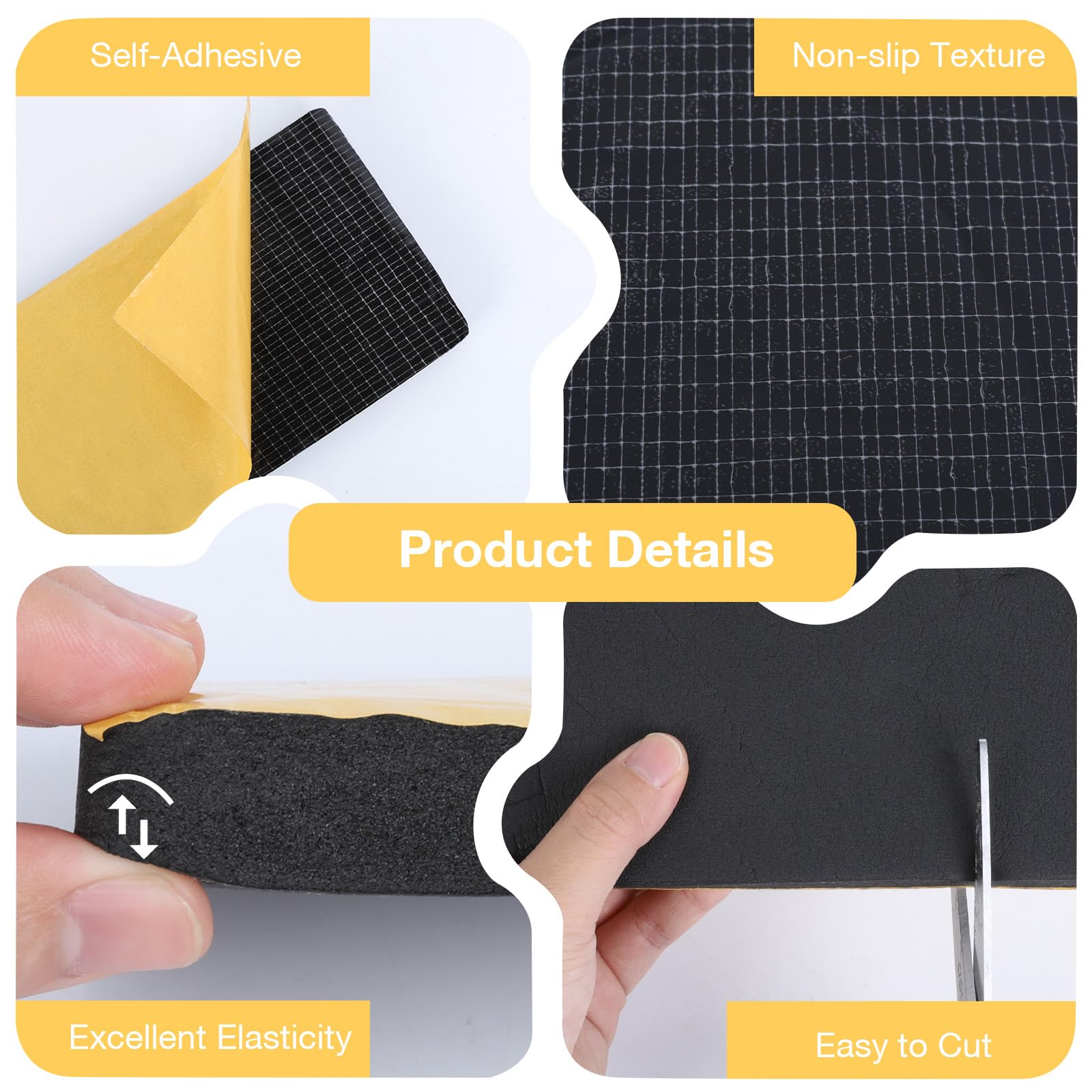 AiQInu Paracolpi Portiere Auto 30cm x 10cm x 2cm, 4 Pezzi Protezione Portiera Auto, Gommapiuma Adesiva per Paraspigoli Muro per Garage, Parcheggi