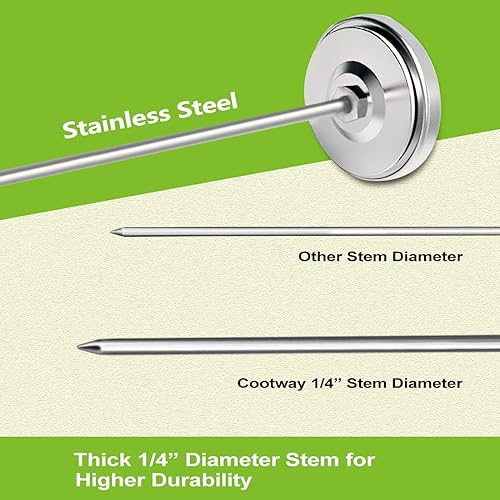 Miniatura 5 de Rukars Termómetro de compost, termómetro de compost de 16 pulgadas, termómetro de temperatura del suelo impermeable para compost, acero inoxidable,