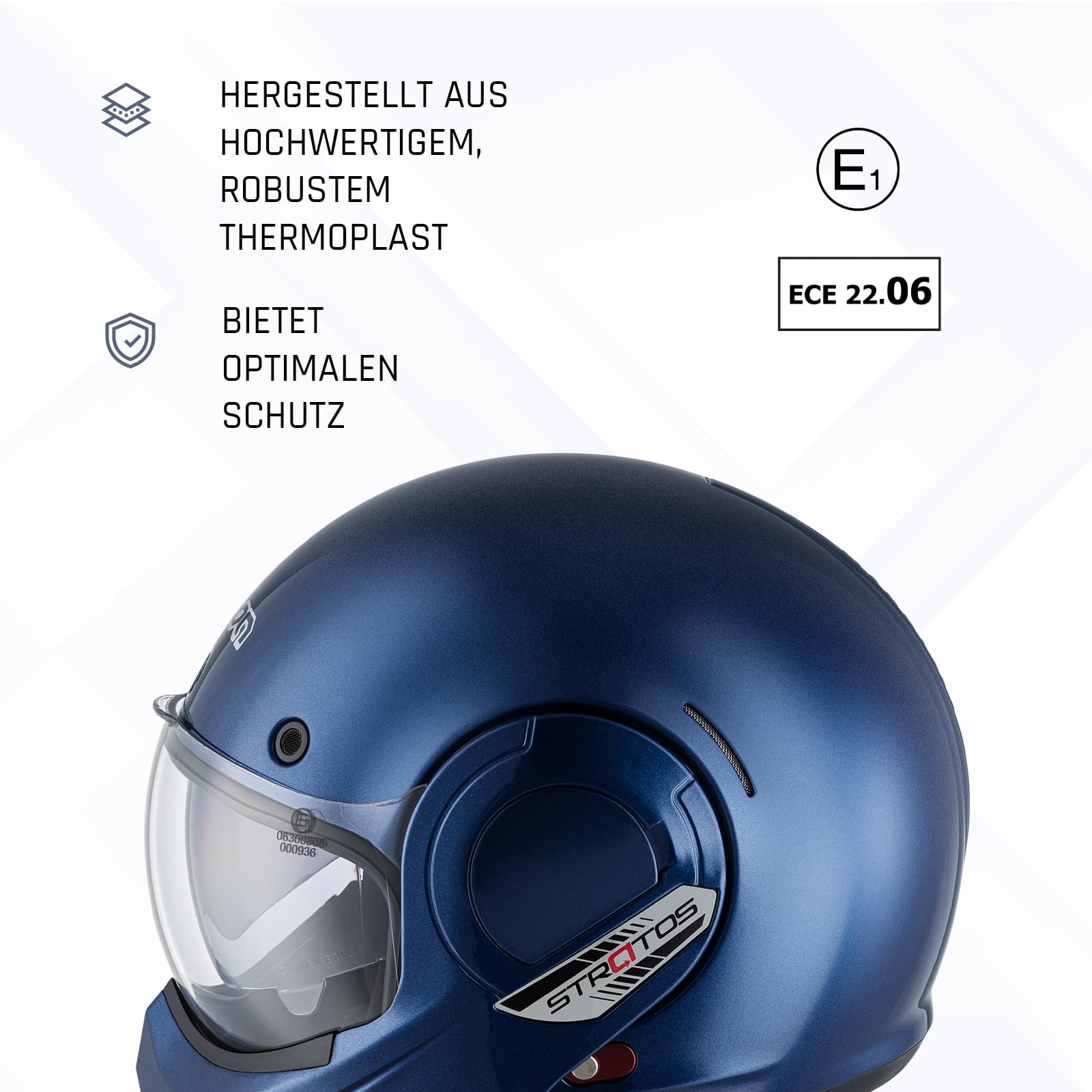 BEON Stratos Motorradhelm - Systemhelm Klapphelme mit Visier und Sonnenblende - Rollerhelm Sonnenblende - Motorrad Helm Damen & Herren - Integralhelm 180° Klappbar - Anti-Kratz-Visier