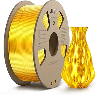 3D Printer Silk Filament, JAYO 1.1KG Silk PLA Filament 1.75mm, Dimensional Accuracy +/- 0.02mm, Smooth Silky Shiny Surface, Cardboard 3D Printing Spool, Fit for FDM 3D Printers, Silk Light Gold 1.1KG
