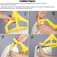 Vista 2 de OFO - Trapeador húmedo de cuerda con extremo de bucle, trapeador de polvo industrial comercial resistente, poste de acero inoxidable de 67 pulgadas