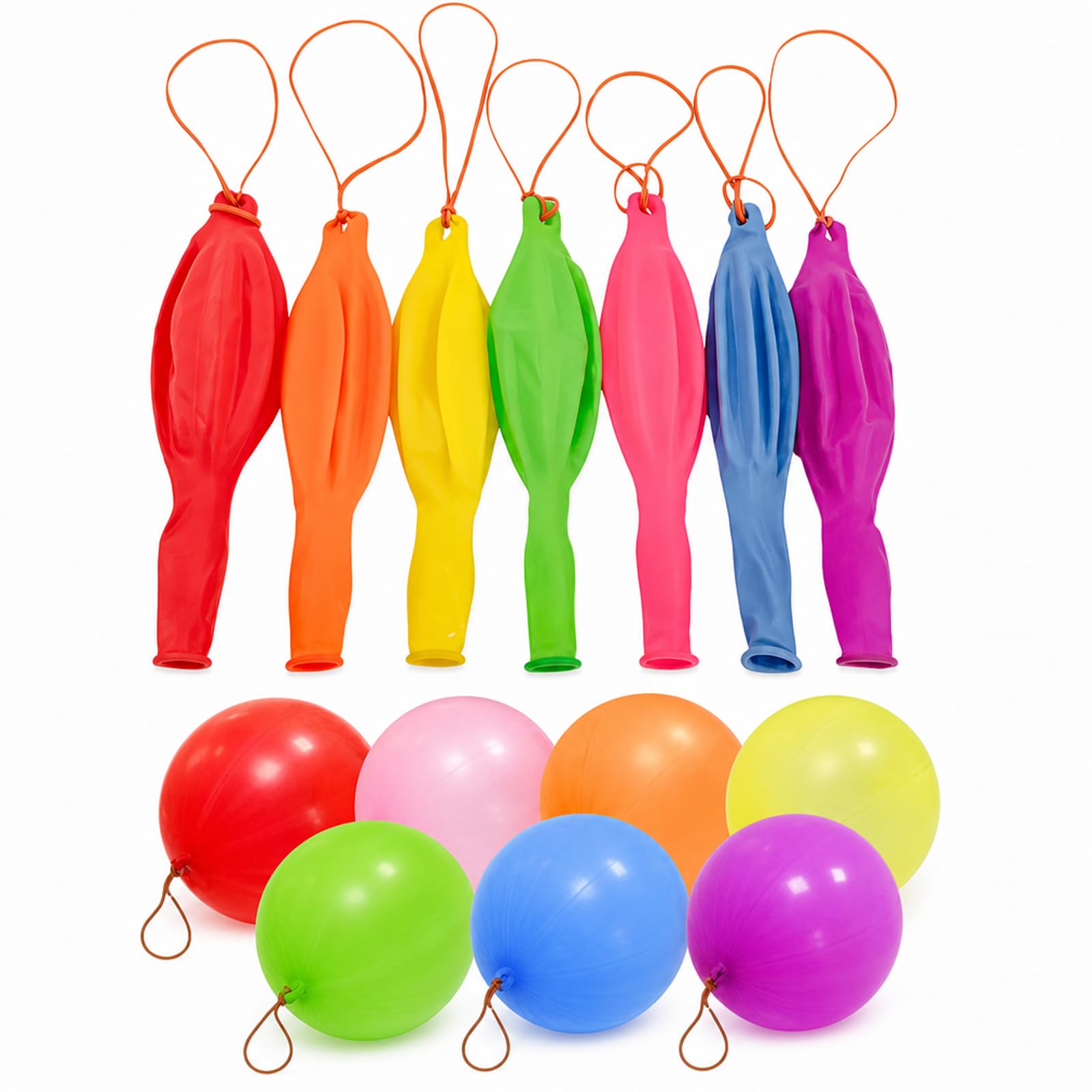 60Pcs Punch Balloons for Party Bags, 10-Inch Rainbow Balloon Set with Elastic Bands for Indoor and Outdoor Games