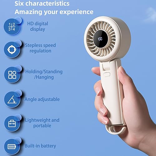 Miniatura 5 de Ventilador portátil 3 en 1 recargable por USB, mini ventilador de mano multifuncional, pequeños ventiladores con 100 ajustes de velocidad con