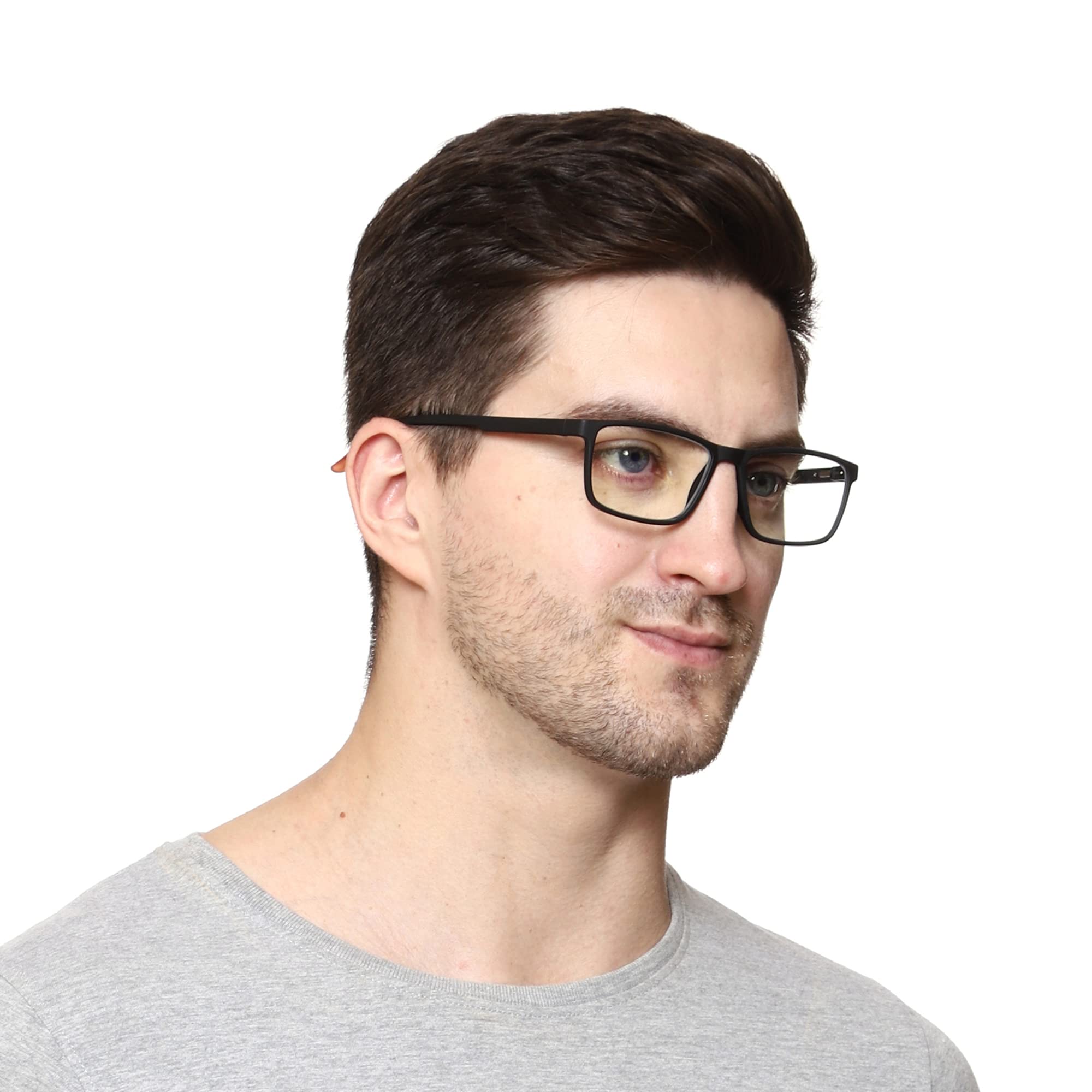Aferlite® Unisex Zero Power Computer glasses CR 39 Lens Blue Block TR90 Frame Rectangular| Matt Black | Medium 2