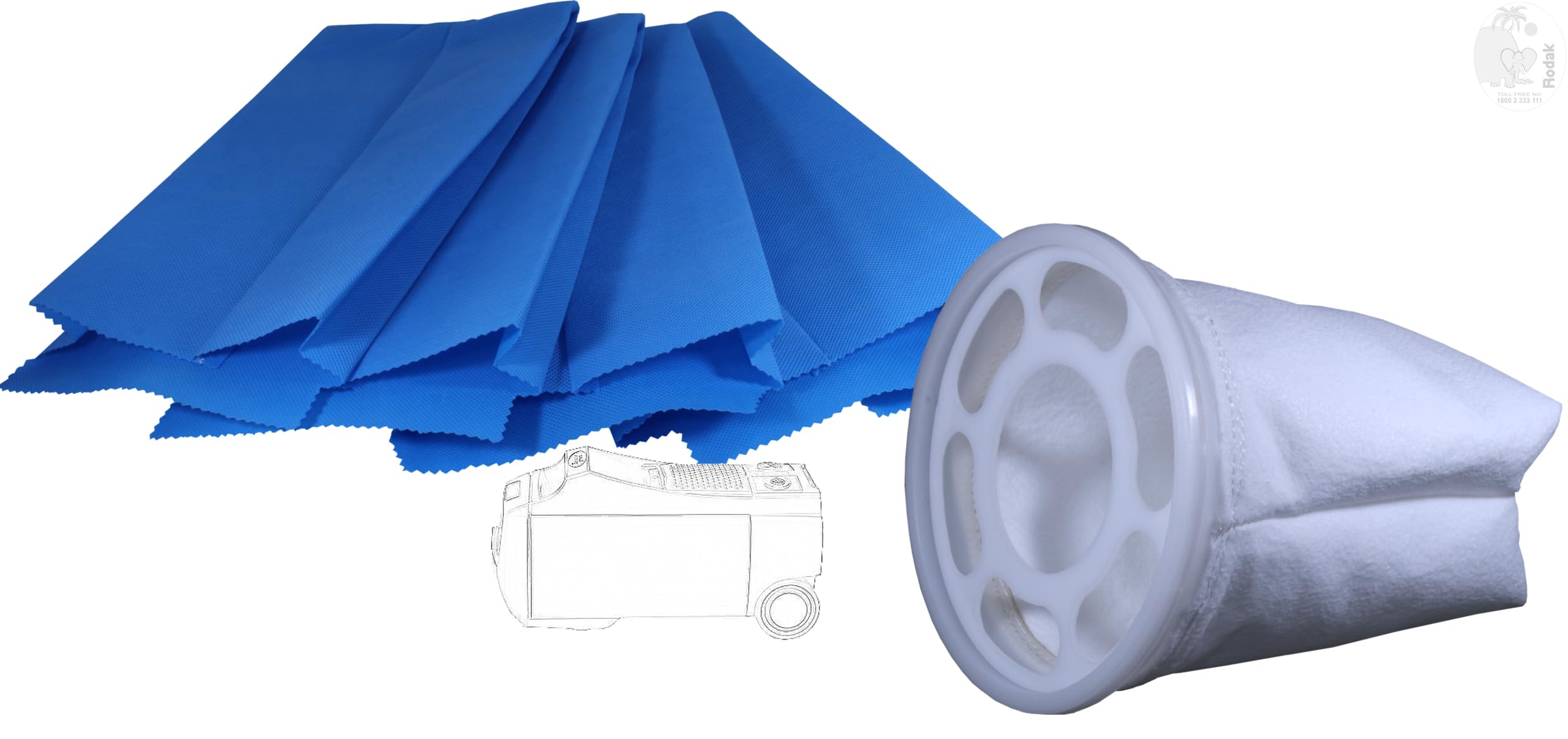 RODAK Combo Filter with Reusable Filters, Compatible with Euroclen 2000, MITEY, XL, EXCEL, ACE, ACE PLUS, EC 300, JET, STAR Models (Pack of 4)