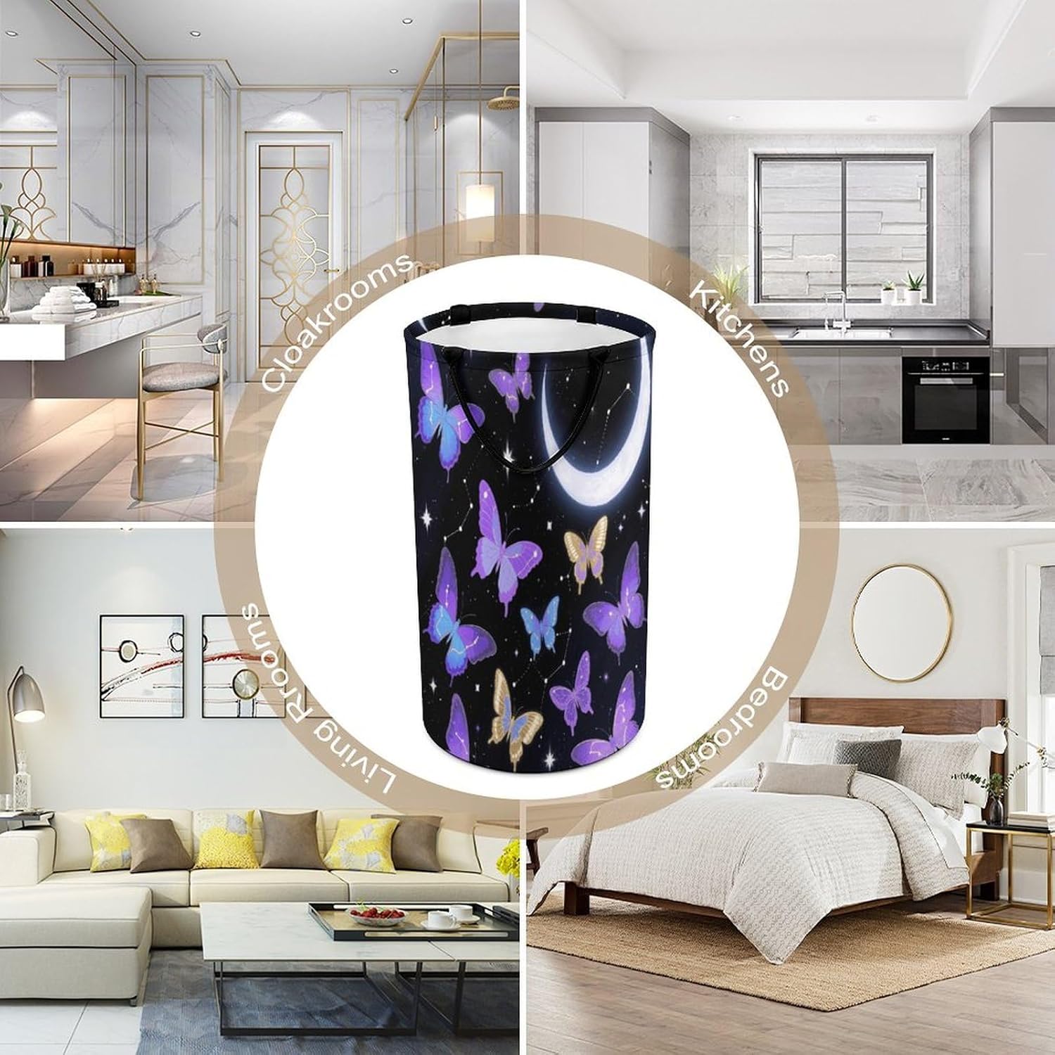 Butterfly Laundry Hamper Fashion Dirty Laundry Hamper Portable Laundry Hampers with Handles Lightweight Large Clothes Storage Basket for Bedroom Bathroom