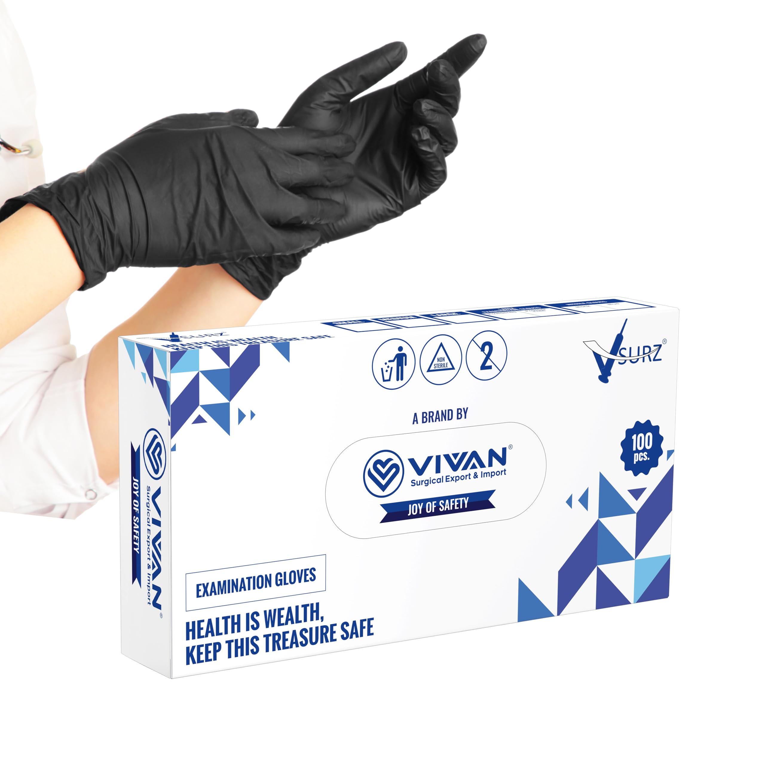 Black Nitrile Gloves, Disposable, Heavy Duty, Powder Free, Latex Free, Large Size, Food Safe, Textured Grip (LARGE)