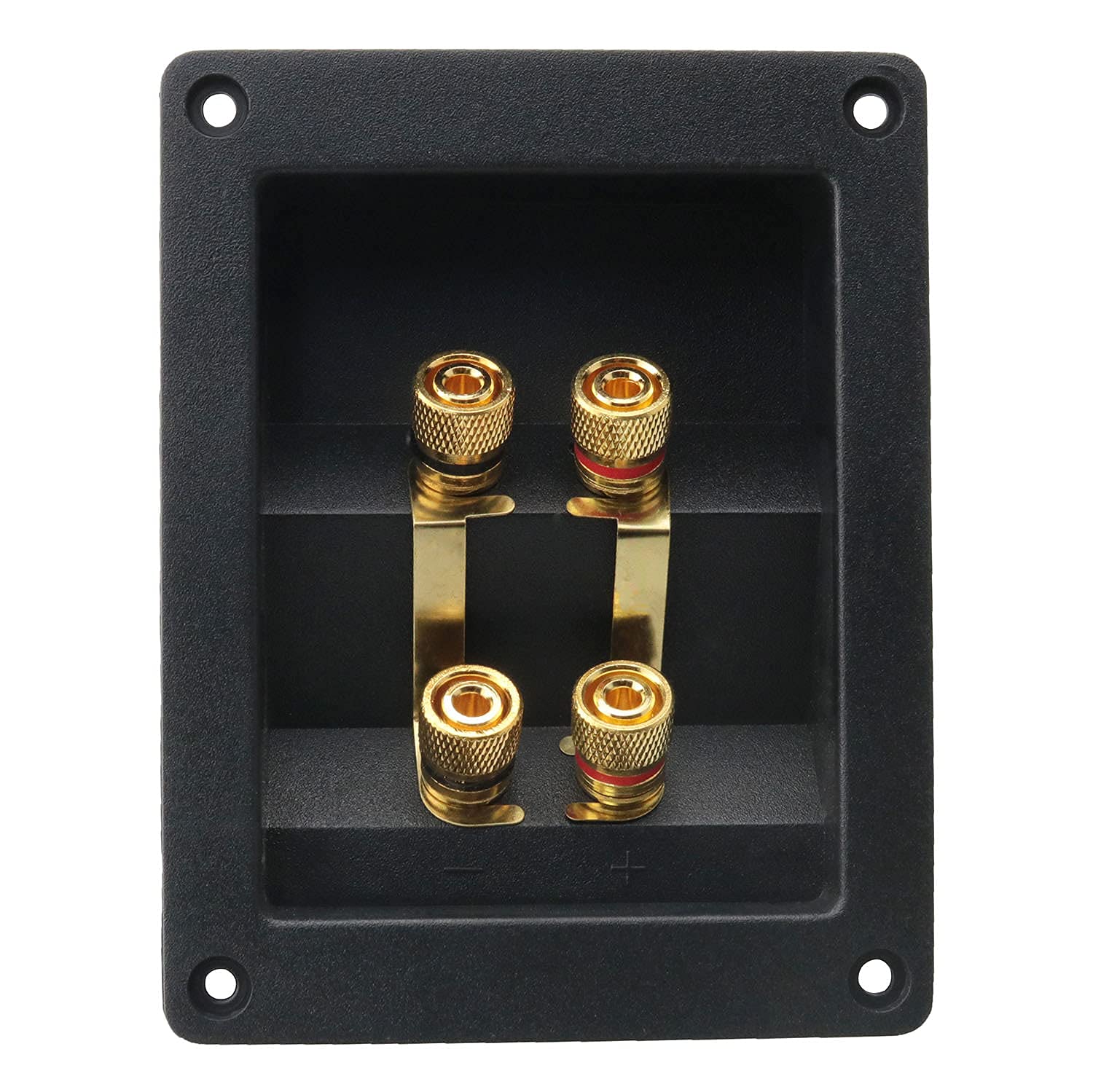 ZZLZX 1PC Copper 4Position Terminal Junction Box, Post 4 Speaker Wall Plates Home