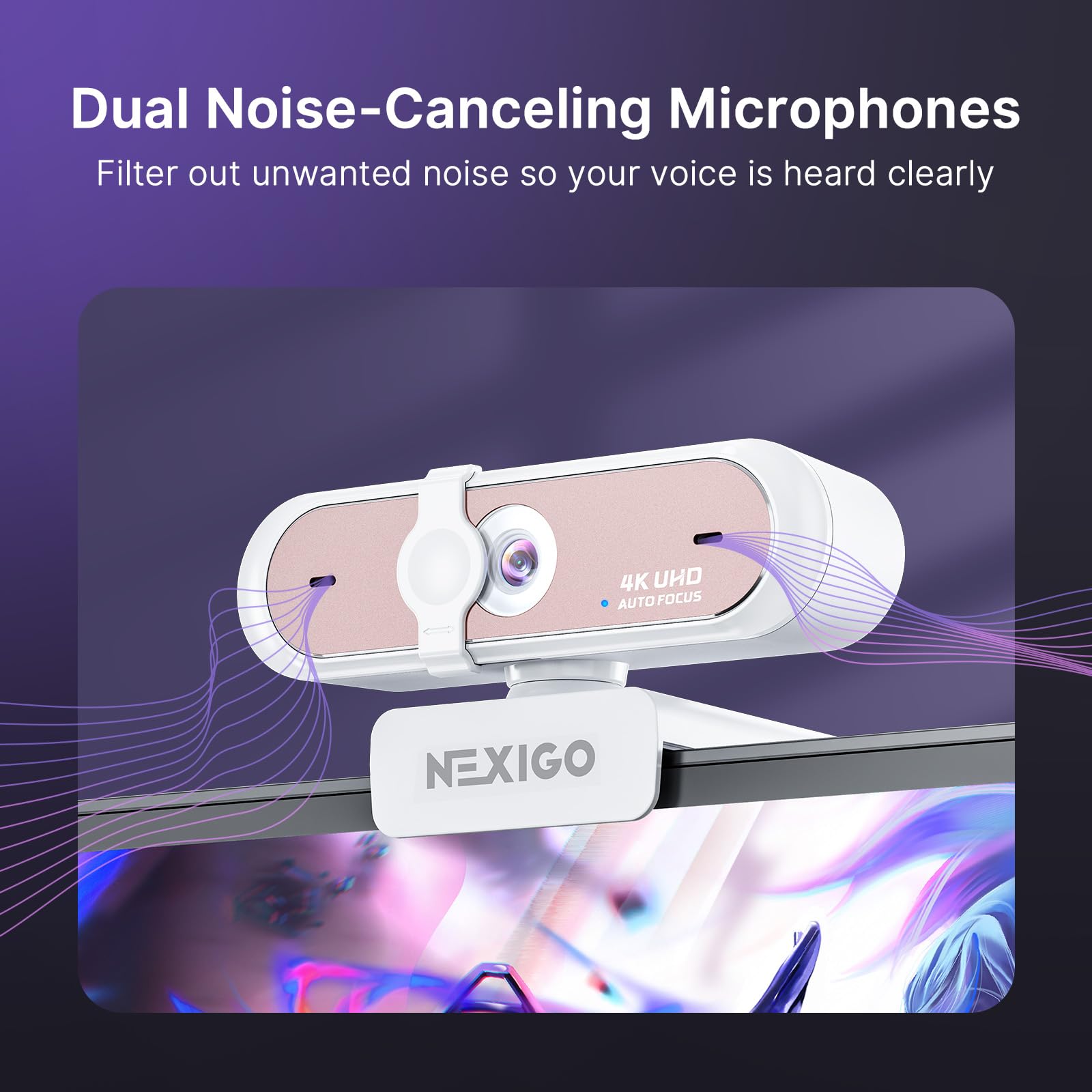 NexiGo N60 1080P Webcam with Microphone, Software Control & Privacy Cover, USB HD Computer Web Camera, Plug and Play, for Zoom/Skype/Teams, Conferencing and Video Calling: 4K Webcam with Cover