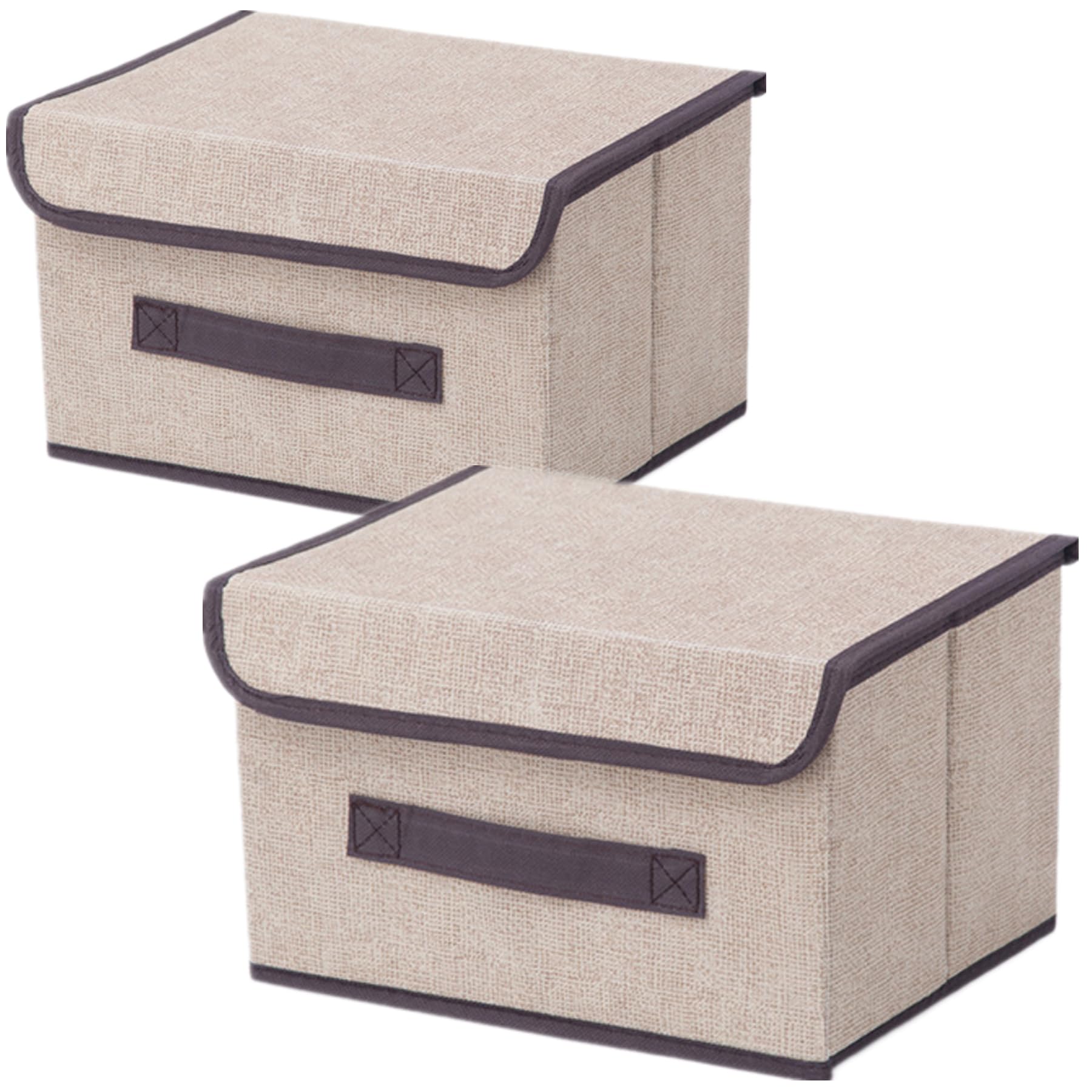 Caja Almacenaje con Tapa,Cajas de Almacenaje Ropa,Caixas Arrumação Caja con Tapa,Caja de Almacenamiento Plegable con Tapa para Guardar Ropa (26×19×16cm/2pack, Beige Blanco)