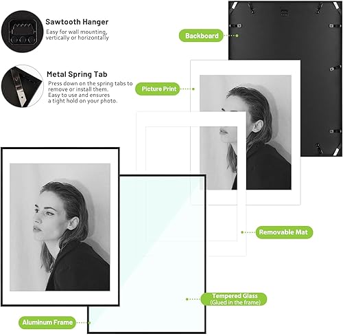 Miniatura 6 de Golden State Art - Portarretratos de aluminio de 18 x 24 pulgadas - con paspartú para fotos de 16 x 20 pulgadas o sin paspartú para póster de 18 x