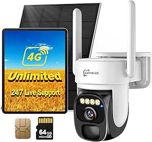 2025 Cellular Security Camera 4G LTE Wireless Outdoor with Preinstalled SIM & 64GB Micro SD Card, No Wifi Solar Security Camera with Remote Access, Motion&Siren Alerts, Auto Human Tracking, Playback asin的图片