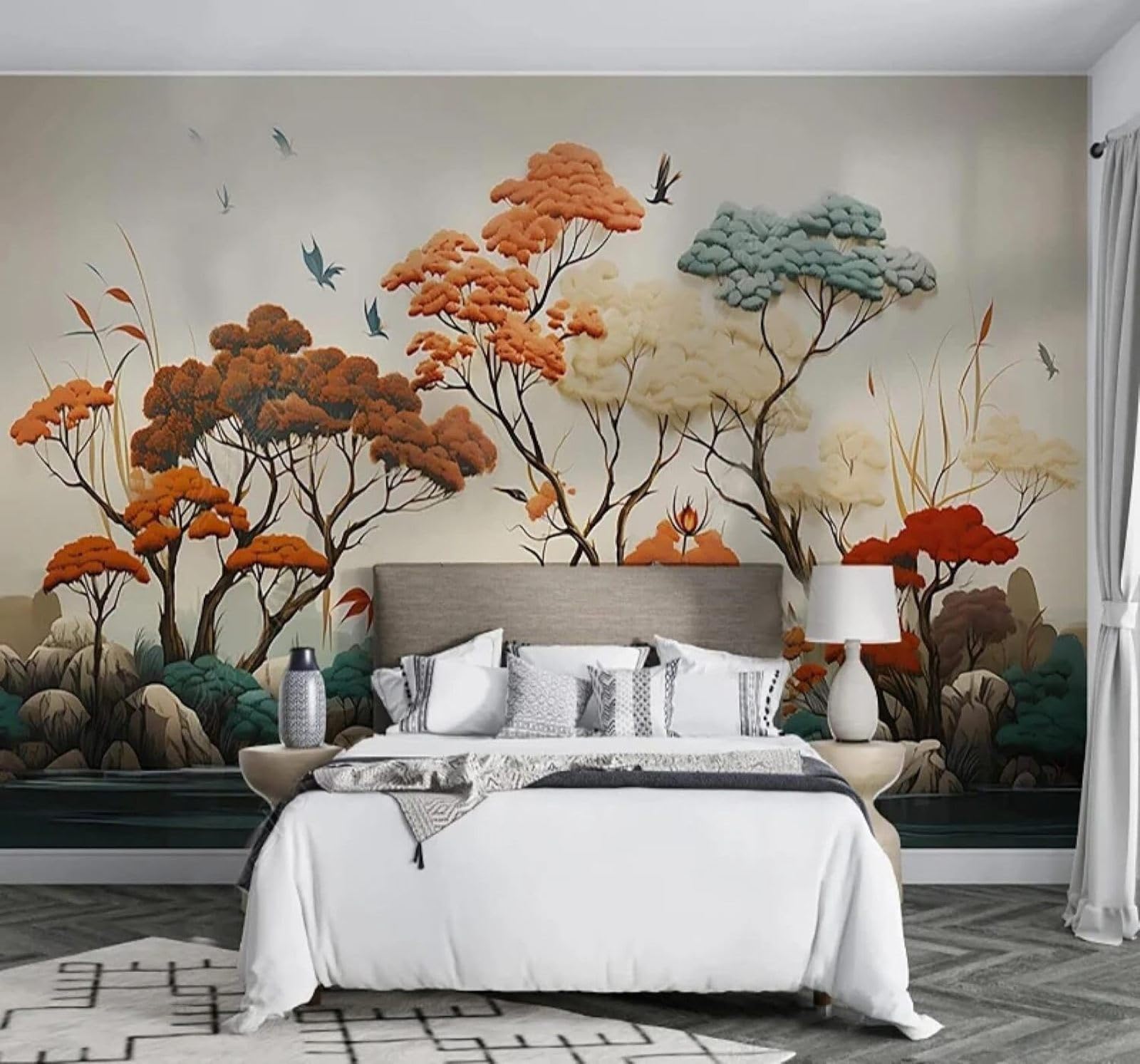 XLMING Art Hand Drawn Plants Colourful Flowers 3D Wallpaper Luxury Home Dining Decor Paste Sofa Living Room The Wall for Bedroom Mural-430cm×300cm