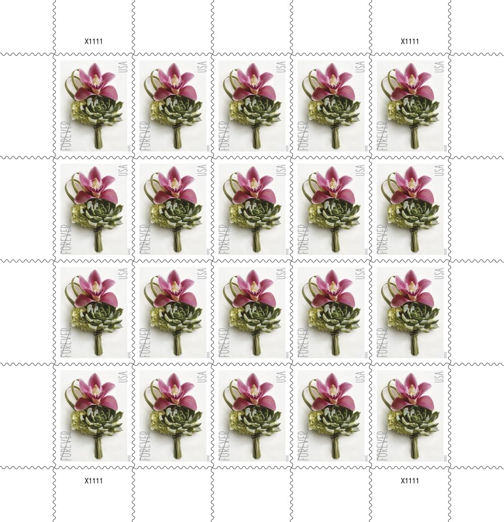 USPS United States Postal Service Contemporary Boutonniere Sheet of 20 Forever Postage Wedding Stamps Scott 5457