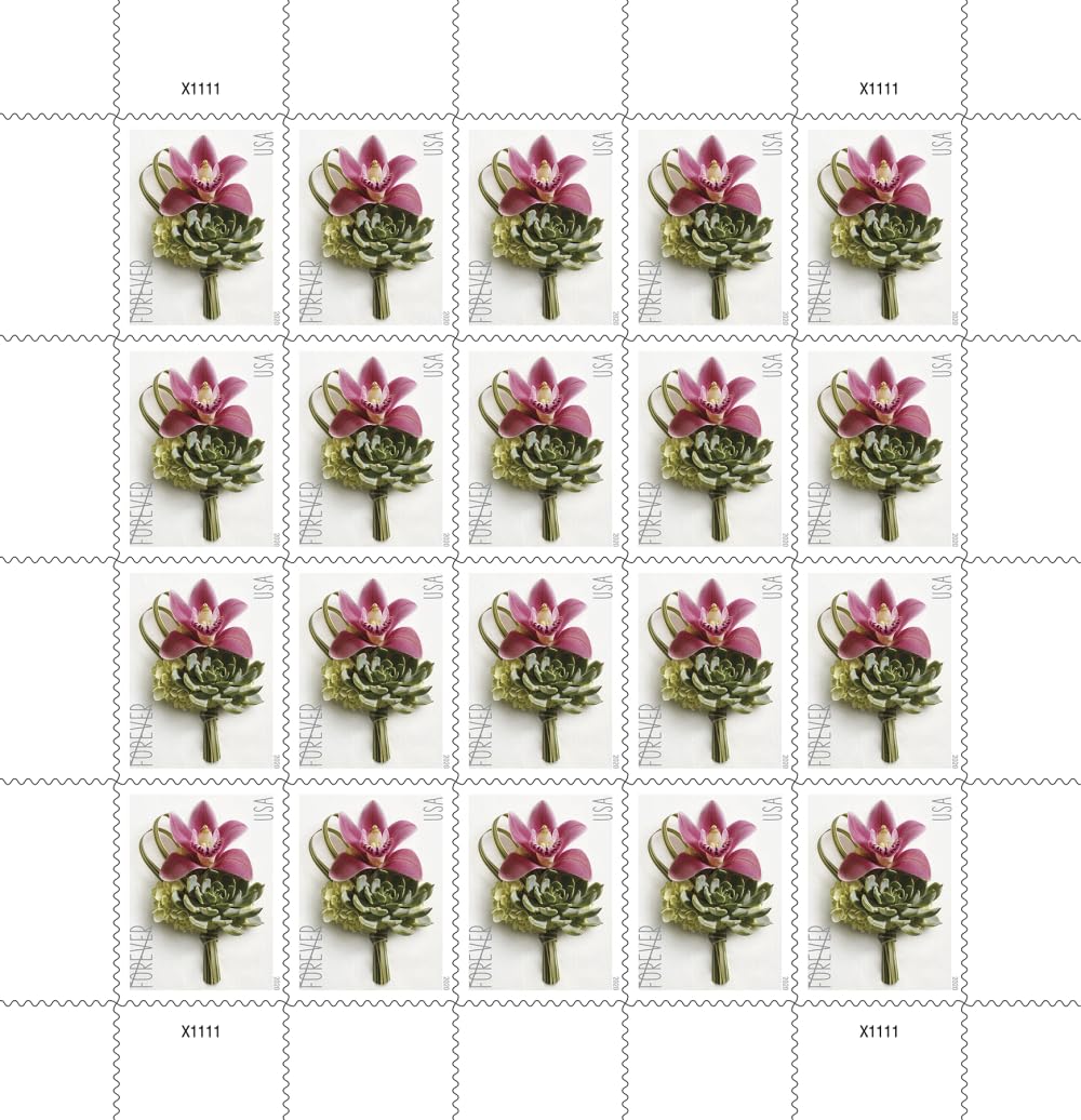 USPS United States Postal Service Contemporary Boutonniere Sheet of 20 Forever Postage Wedding Stamps Scott 5457