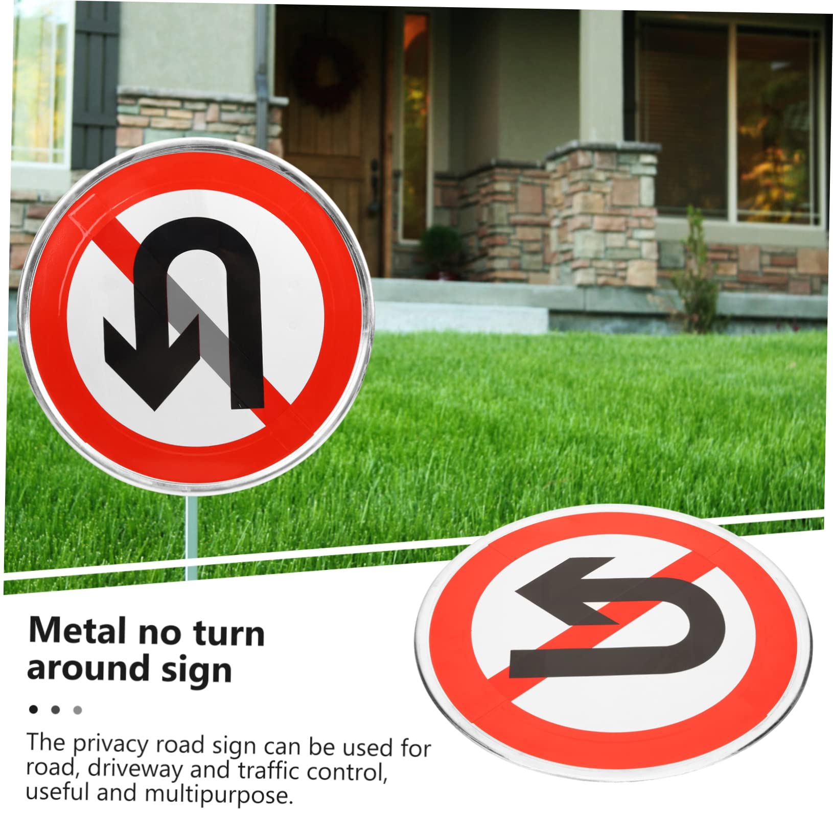 Cartello No Turn Around per Vialetto, Segnale Riflettente | Alluminio, Stampa Chiara e Visibile, per Strada e Accesso Privato, Bordo Metallico Resistente alle Intemperie