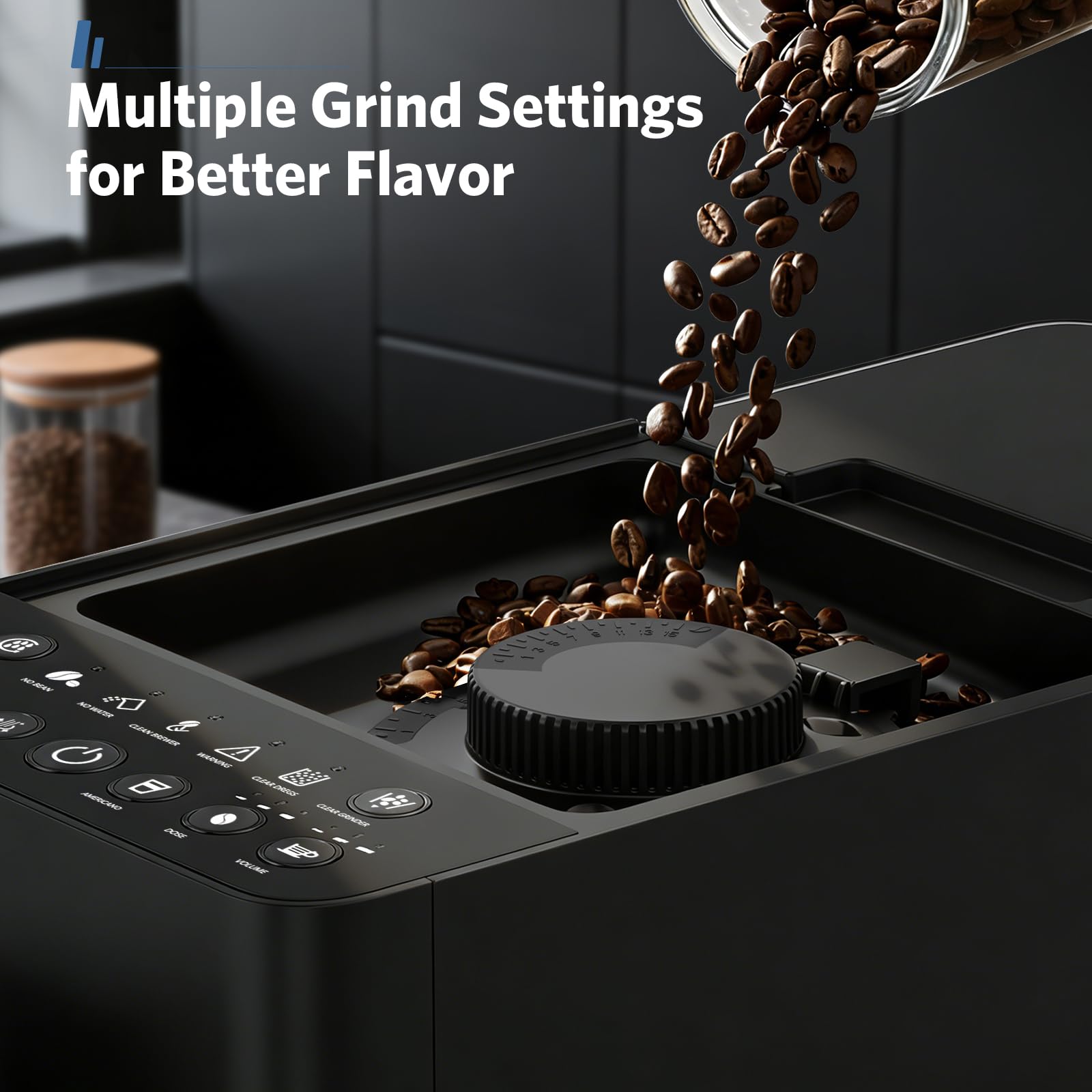 Electactic Fully Automatic Coffee Machine with Grinder, 20 Bar Coffee Maker with Milk Frother, Adjustable Grinding Coffee Machine for Cappuccino & Latte, Touch Control & Auto Self-Cleaning - 2