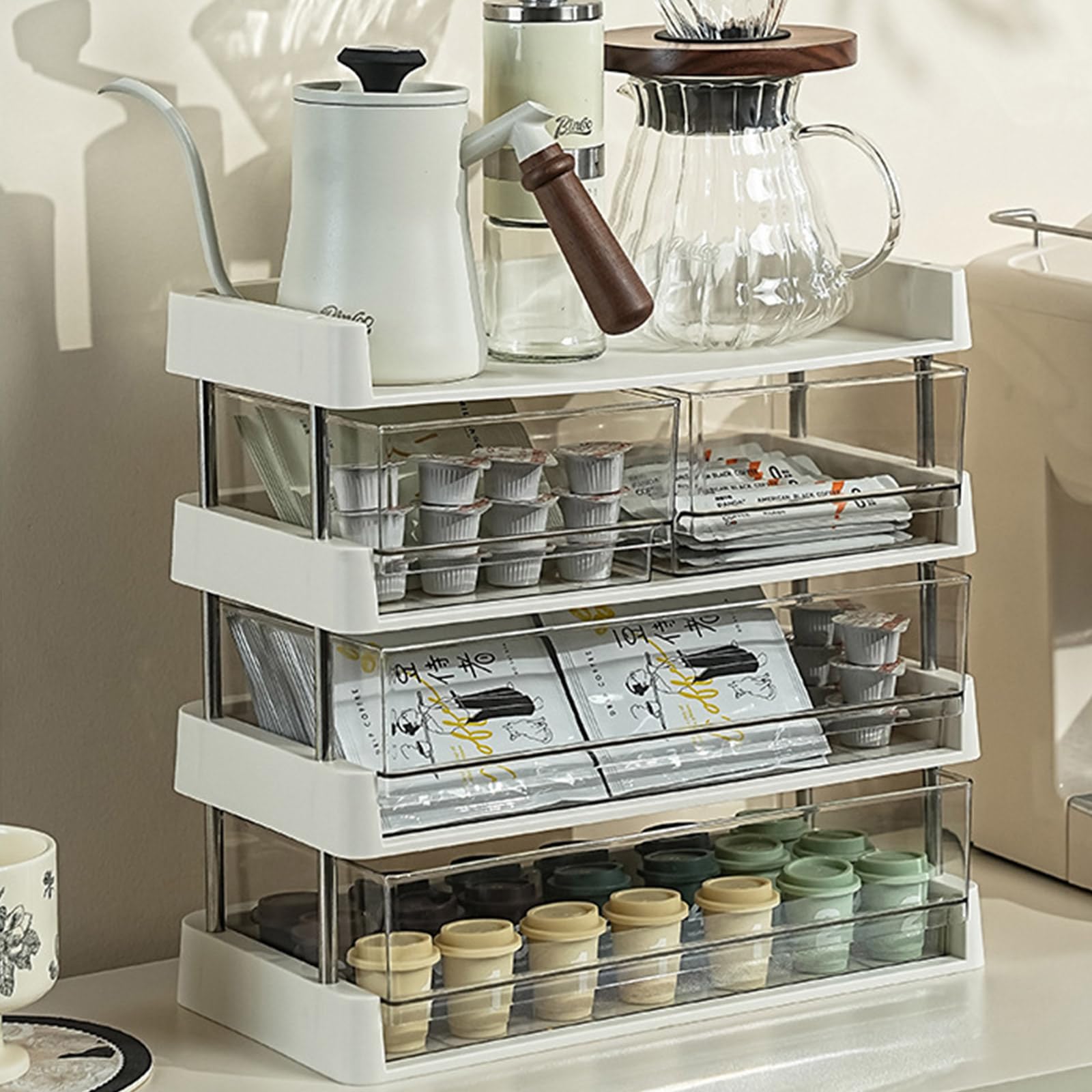 Scaffale portaoggetti funzionale modularizzato per bagno, cucina, libri, giocattoli, pratica struttura in plastica robusta, organizer multistrato