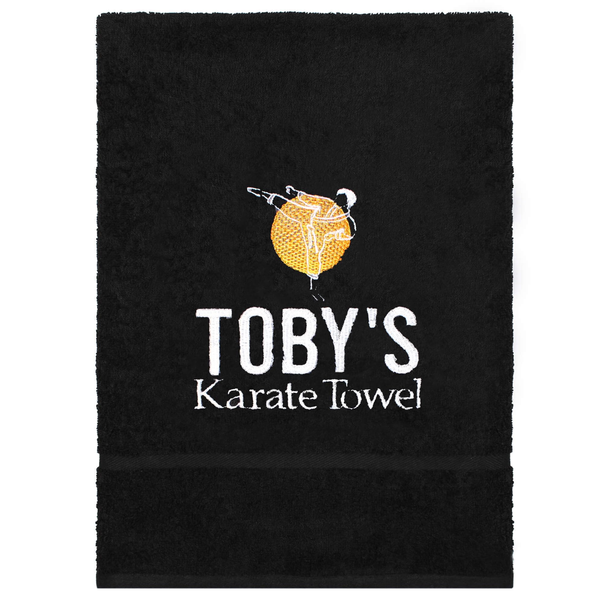 Teddyt's Black Personalised Karate & Kickboxing Embroidered Hand Towel (, Karate)