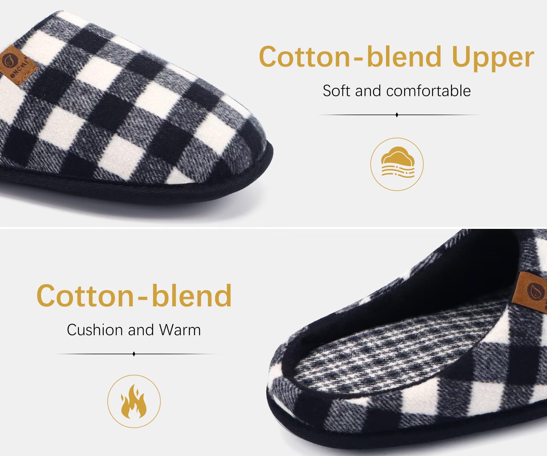 ONCAI Pantofole da Uomo Invernali, Comoda Memory Foam Calde Scarpe da Casa in Lana Con Suola Antiscivolo Taglia 40-49 EU