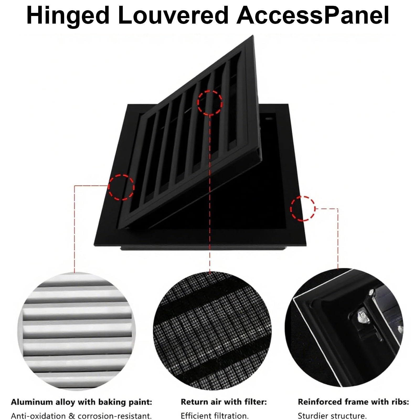 Lüftungsgitterabdeckung schwarz 500x500mm für Wand & Decke - Belüftung