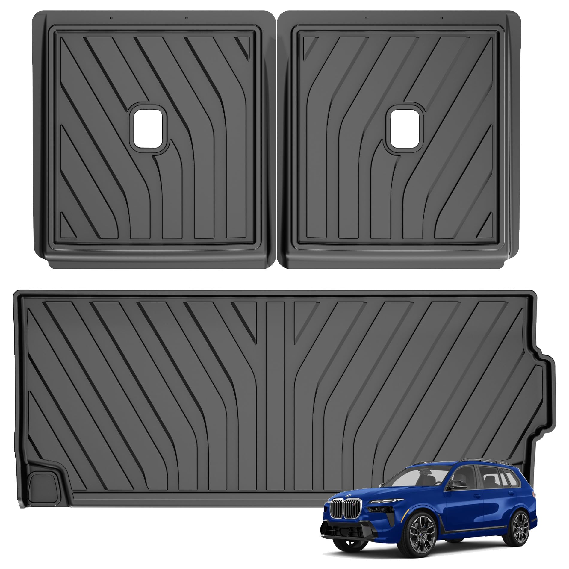 Original 2019-2024 X7 Cargo Liner and Backrest Mat for BMW X7 All Models - Custom Fit TPE 3D Shaped Laser Measured Trunk Mat & Backrest Mat - All Weather Car Mats for BMW X7 2019-2024
