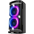 TPBEAT Portable Bluetooth Party Speaker: 160W Peak Powerful Loud Sound Deep Bass Wireless Boombox Large Subwoofer 15 Hours Battery Life Fast Charging with Led Light Show for Outdoor Camping Backyard