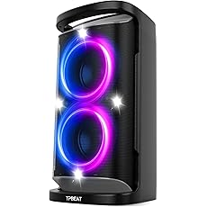 TPBEAT Portable Bluetooth Party Speaker: 160W Peak Powerful Loud Sound Deep Bass Wireless Boombox Large Subwoofer 15 Hours Battery Life Fast Charging with Led Light Show for Outdoor Camping Backyard