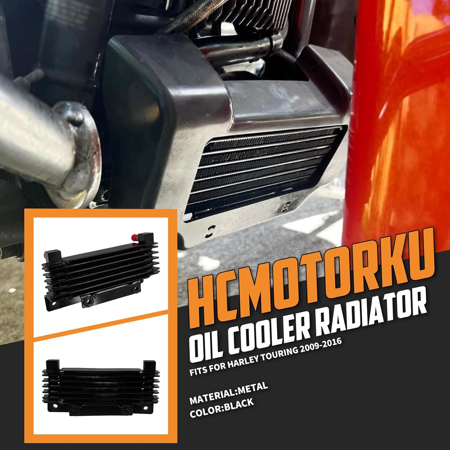 Motorcycle Oil Cooler Cooling Radiator Replacement Engine Oil Cooler Kit Fit For Road King Street Glide Electra Glide Road Glide Tri Glide 2009-2016 Black