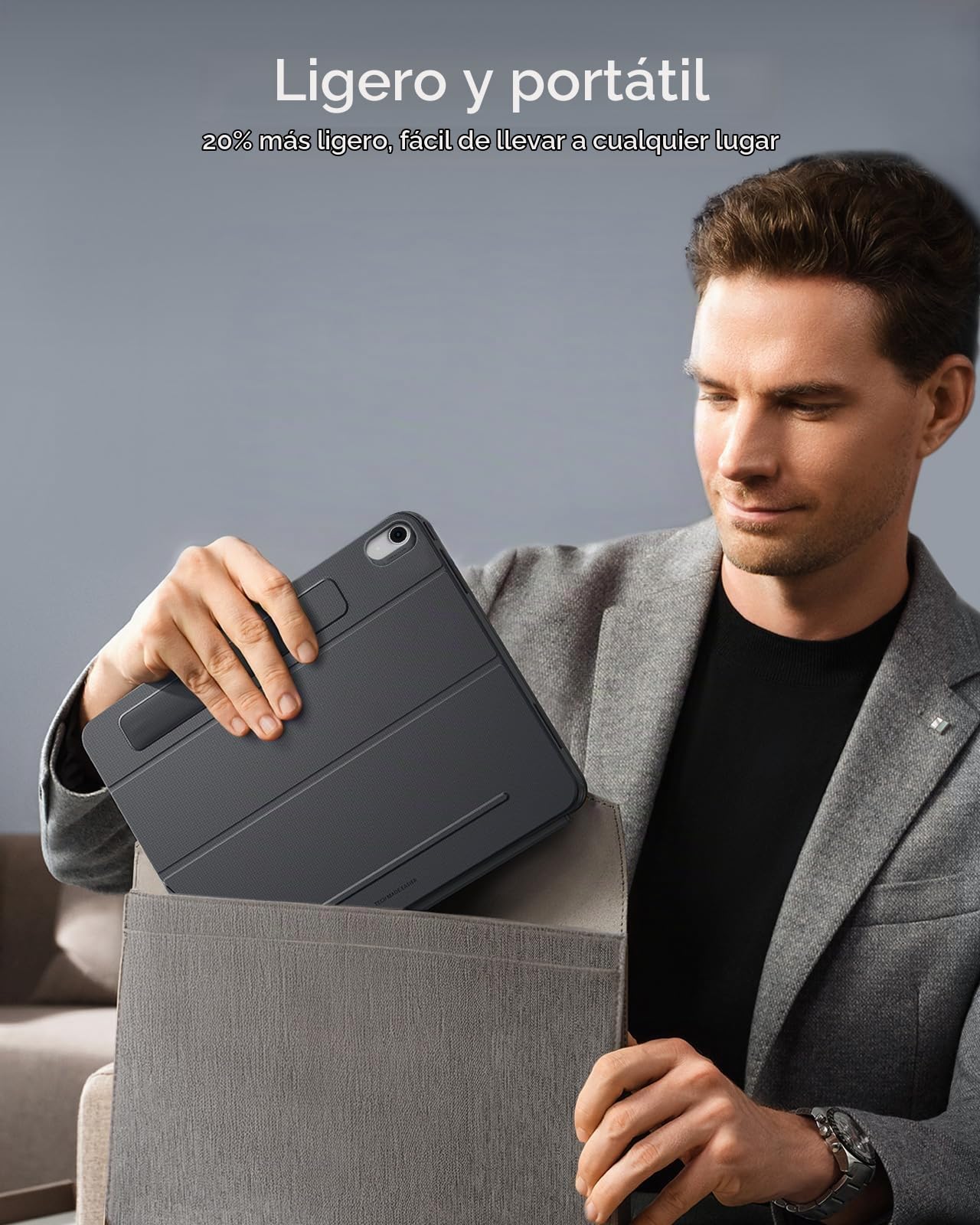 ESR Funda con Teclado para iPad 11 (A16) 2025/10.Gen, Soporte multiángulo | Teclado Magnético Desmontable, Vertical y Horizontal, Gran Trackpad, Teclas Retroiluminadas, DEU QWERTZ, Gris oscuro