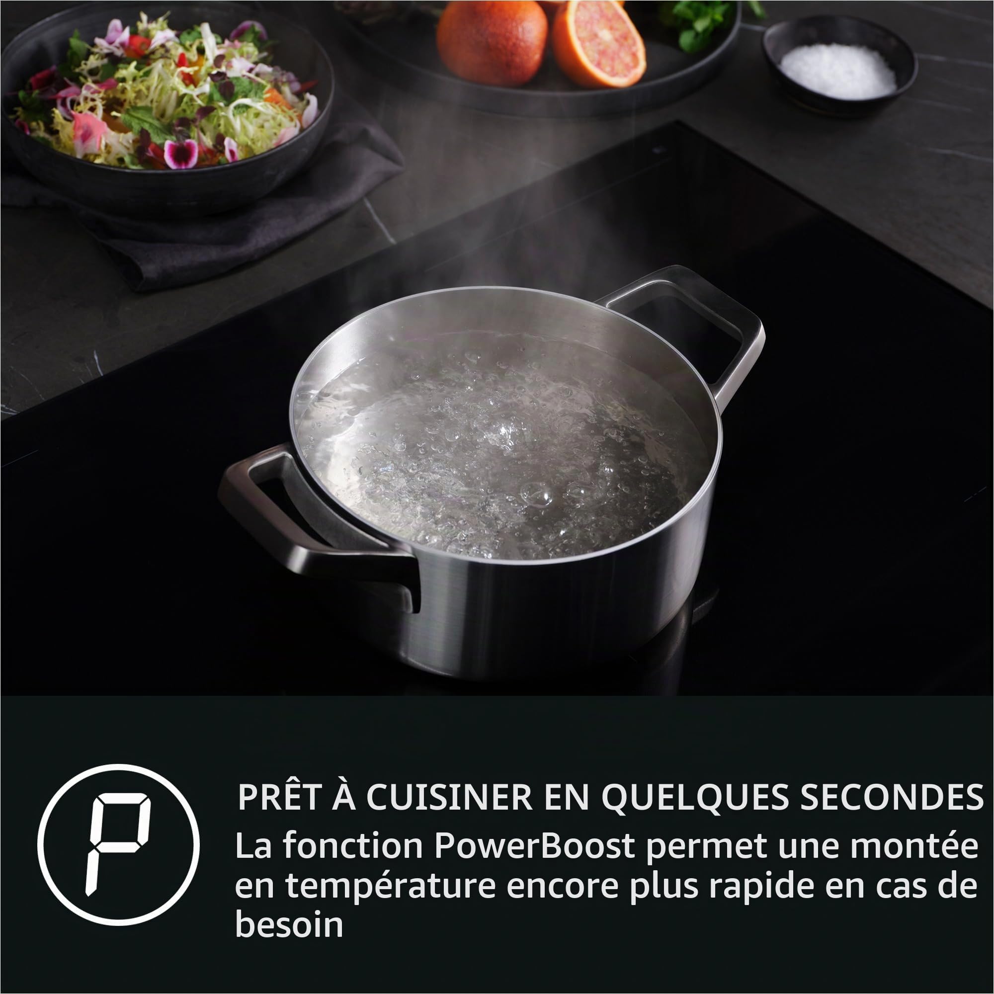 AEG 60 cm Induction Hob²Hood/Pyrolysis Hob – Self-Cleaning/SoftClosing/Touch Control/Grill Function/Screen with Clock/Child Safety/A/CIB6499APB