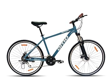 Omobikes Alloy Hybrid B | Alloy Frame Hybrid Cycle | 21 Speed Shimano Gears | Dual Disc Brakes | 700C 29T |15+ Years Unisex Adult (Blue 17