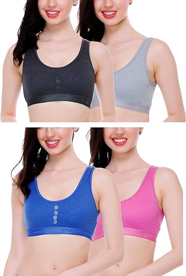 Women's Cotton Non-Padded Wire Free Sports Bra