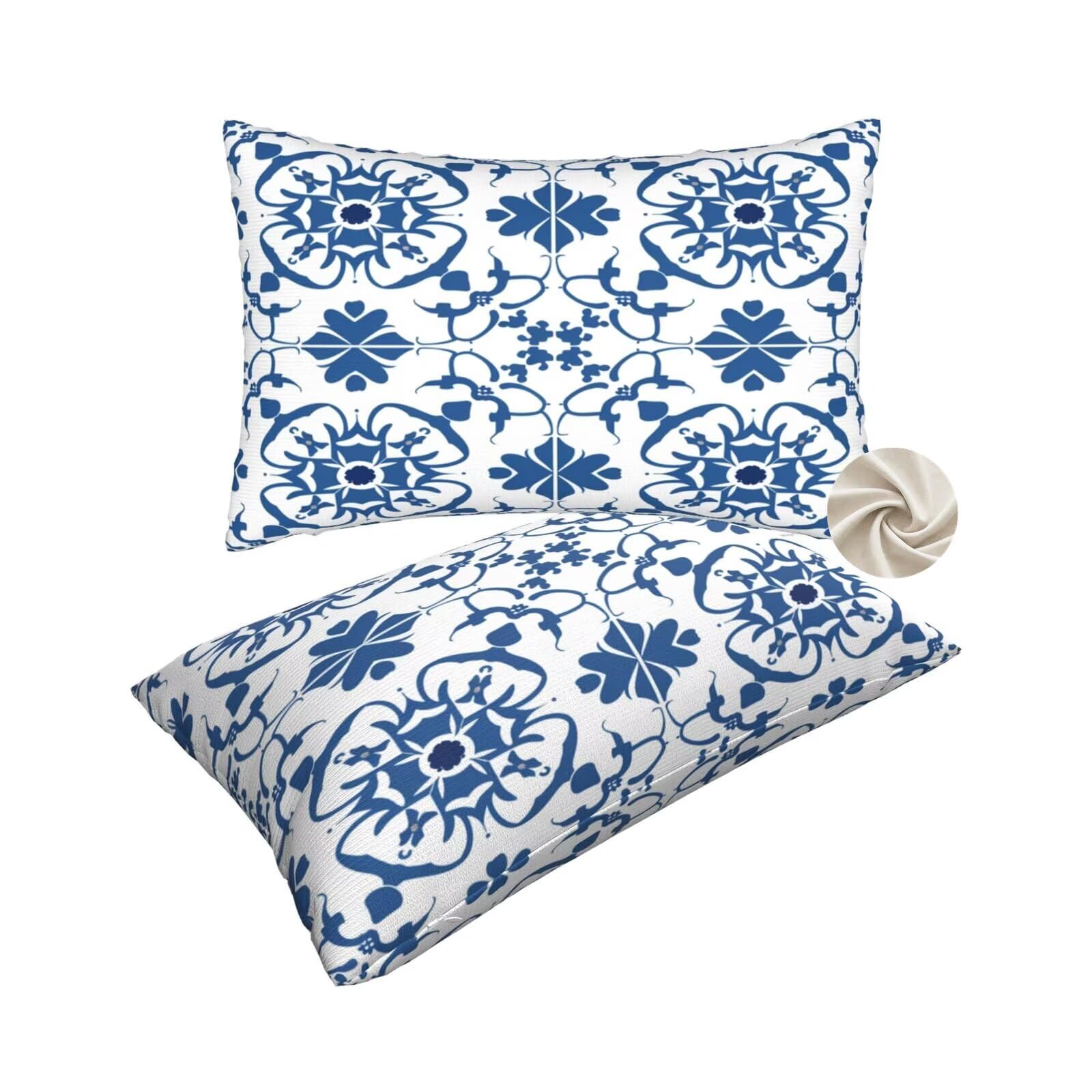Housses de coussin 60x90 cm lot de 2 à motif fleurs pour décoration chic de canapé et lit