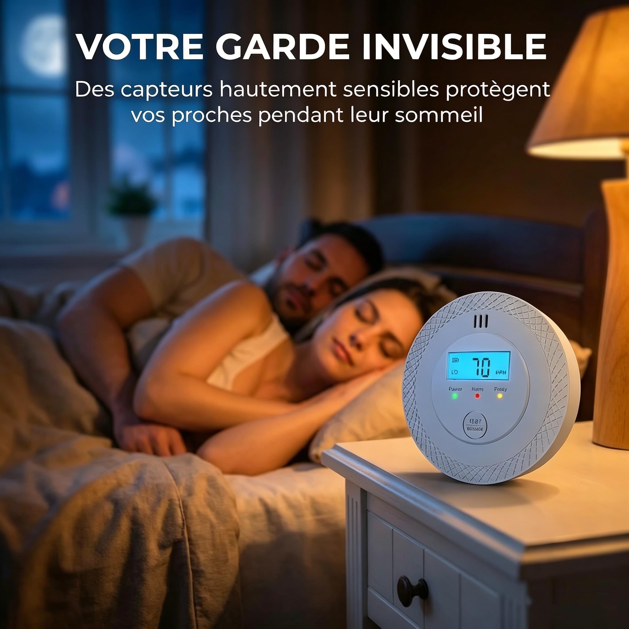 Detector de Monóxido de Carbono Blanco - 10 años de Vida útil de la batería, Alarma de CO, instalación fácil para autocaravanas, Casas y oficinas (4 Pack)